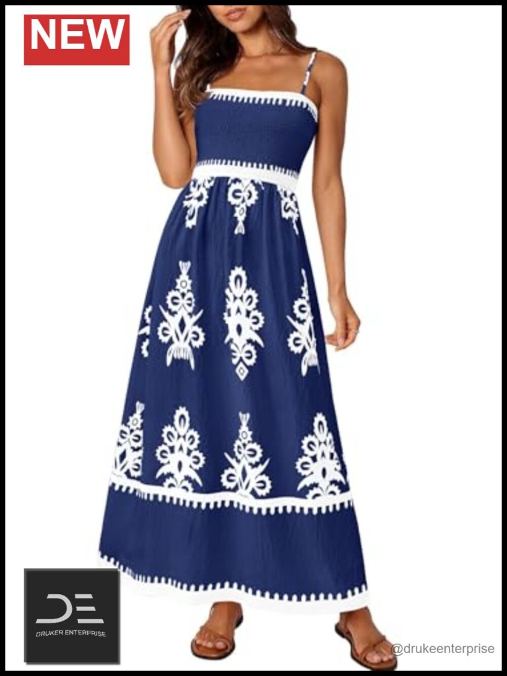 Women's Summer Boho Maxi Dress Floral Sundress Sleeveless A-Line